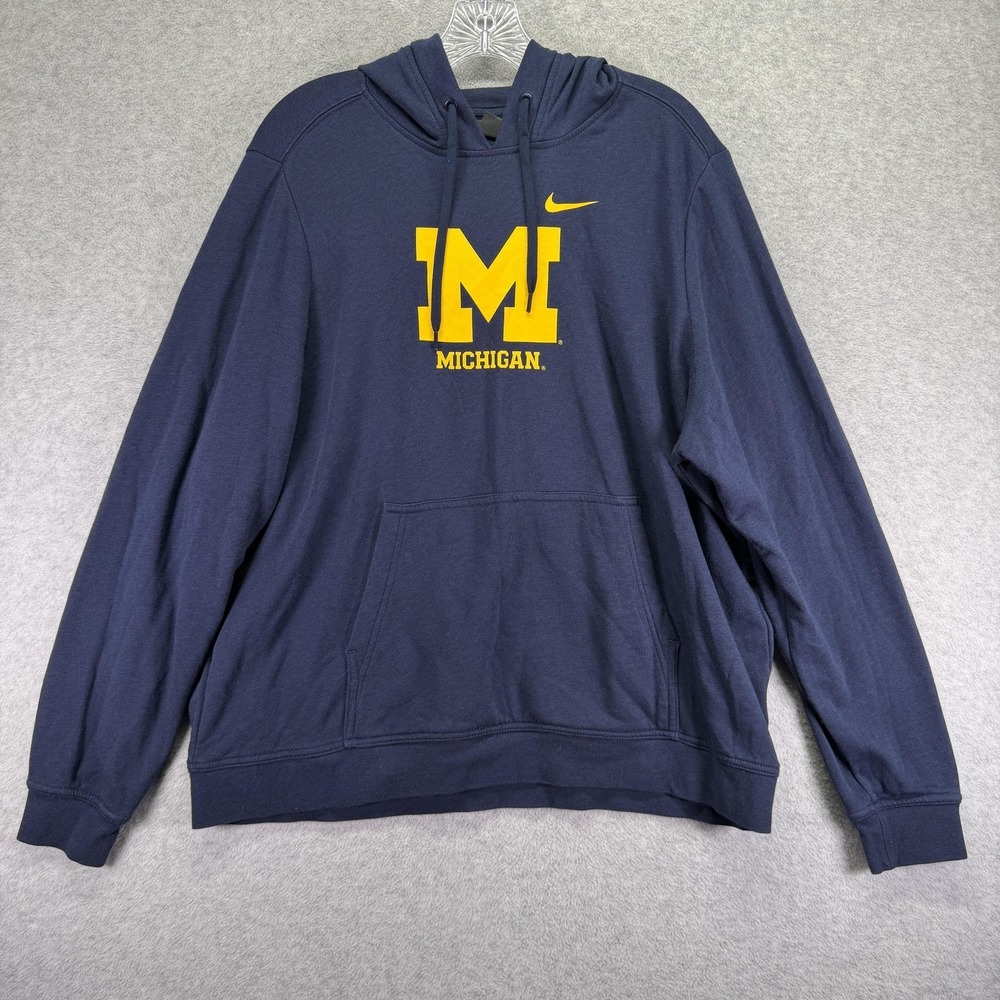 Nike Michigan Navy Blue Hoodie with Yellow Logo (large)